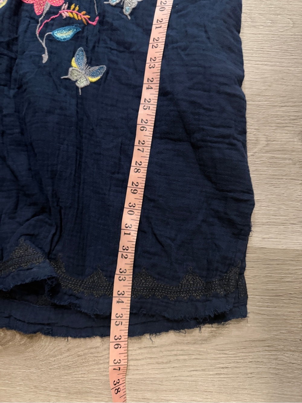 Johnny Was Navy Embroidered Floral & Butterfly Tunic - Picture 9 of 9